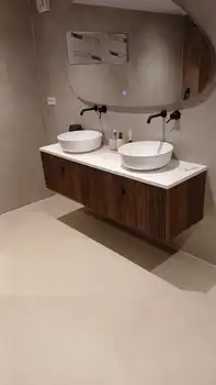 PU gietvloer badkamer in Sandy Shades - Arturo Gietvloer Noord